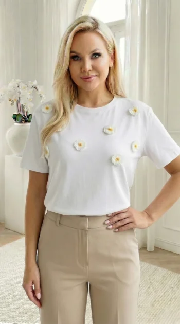 tricou-din-bumbac-cu-flori-3d-albe