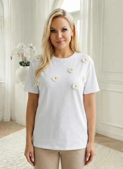 tricou-din-bumbac-cu-flori-3d-albe