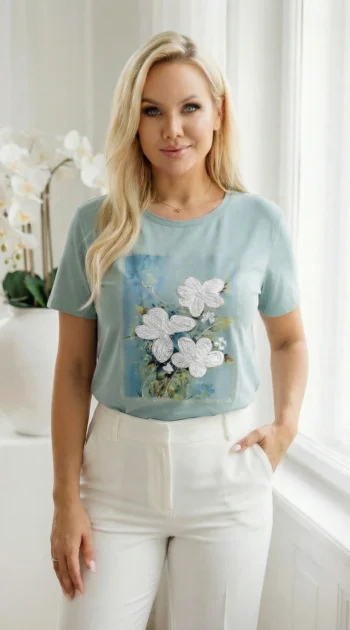 tricou-din-bumbac-verde-menta-cu-print-artistic-in-relief