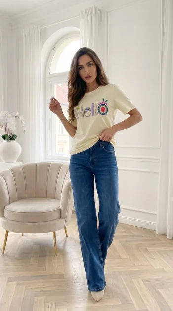 tricou-galben-din-bumbac-cu-imprimeu-in-relief-hello