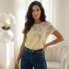 tricou-galben-vanila-cu-imprimeu-floral-pastel