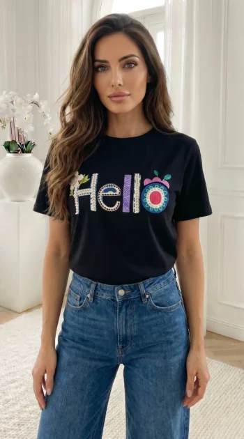 tricou-negru-din-bumbac-cu-imprimeu-in-relief-hello