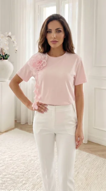 tricou-roz-din-bumbac-cu-aplicatie-floare-3d-si-petale