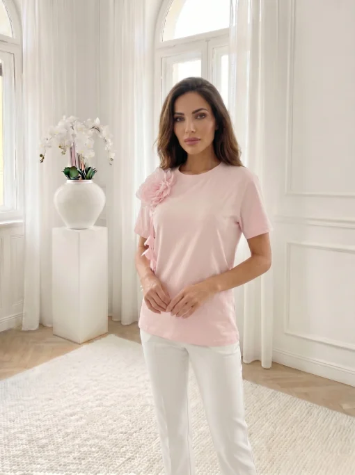 tricou-roz-din-bumbac-cu-aplicatie-floare-3d-si-petale