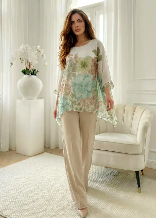 tunica-alba-cu-imprimeu-floral-verde-si-maneci-vaporoase