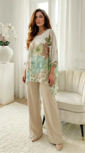tunica-alba-cu-imprimeu-floral-verde-si-maneci-vaporoase