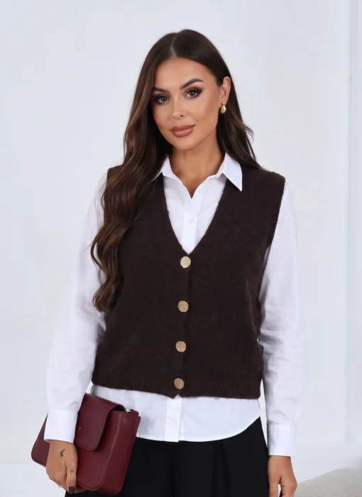 vesta-eleganta-din-tricot-cu-decolteu-in-v-si-nasturi-aurii