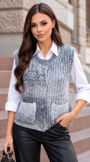 vesta-eleganta-din-tricot-pufos-cu-nasturi-metalici