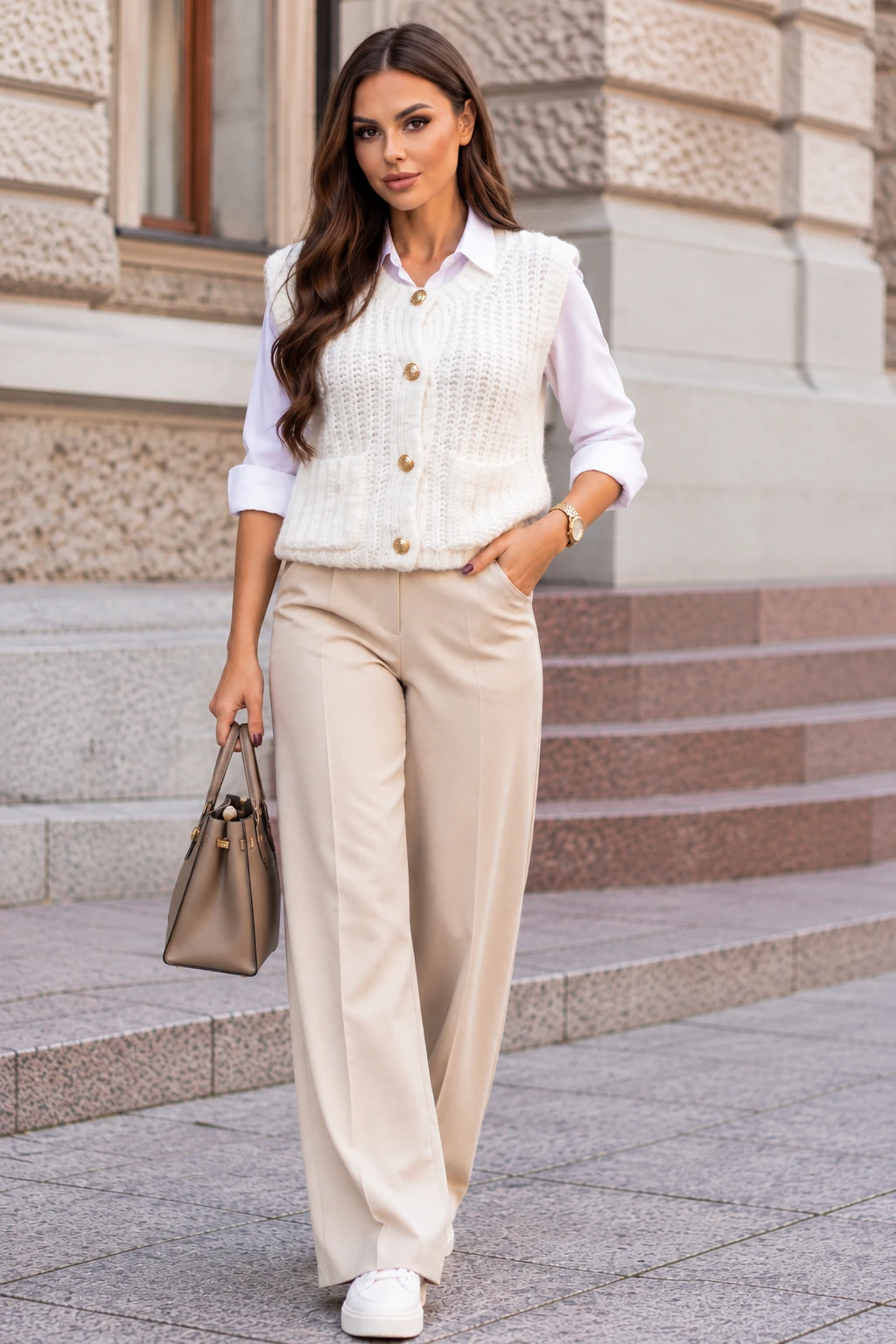 Vesta eleganta din tricot pufos ... - Imagine 4